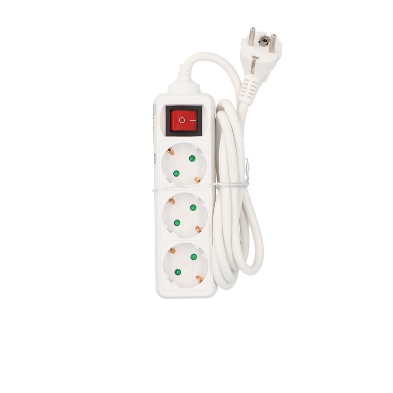 Unitec socket strip 3-fold with switch, 1.4 m. White, 445211.