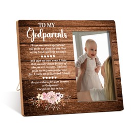 Qiwog Godparents Appreciation Photo Frame - To My Godparents Wooden Tabletop Picture Frame - New Godparents Announcement Gifts - Baptism Birthday Gifts For Godfather Grandmother -80