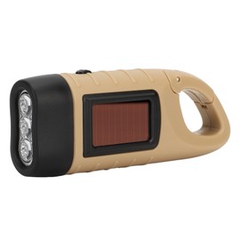 Hand Crank Solar Powered Flashlight Emergency Rechargeable LED Flashlight Self Powered Charging Torch Survival Gear Khaki