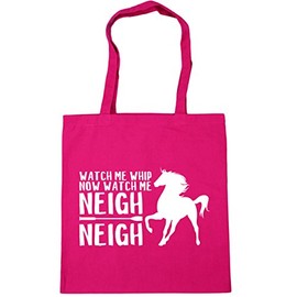Hippowarehouse Watch Me Whip, Now Watch Me Neigh Neigh Horse Riding Tote Shopping Gym Beach Bag 42cm x38cm, 10 litres