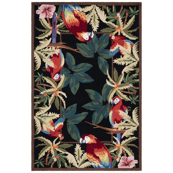 Safavieh Chelsea Collection HK296A Hand-Hooked French Country Wool Accent Rug, 2'6" x 4', Black