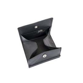 Viennese Box with Large Coin Compartment, ID Format with RFID Protection Block Film with Gift Box, LEAS in Real Leather, Black, black, Modern