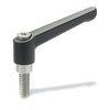 Ganter Standard Elements Adjustable Lever with Stainless Steel Screw ClampÂ âÂ Black, Strukturmatt, Green 300.1Â âÂ 92Â M10Â âÂ 50Â âÂ Black