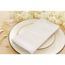 PurpleEssences Set of 12 Cloth Dinner Napkins 100% Cotton 18x18 - Soft Durable Washable - Ideal for Farmhouse Party Fall Thanksgiving and Christmas - Perfect Everyday Use Table Linen - White