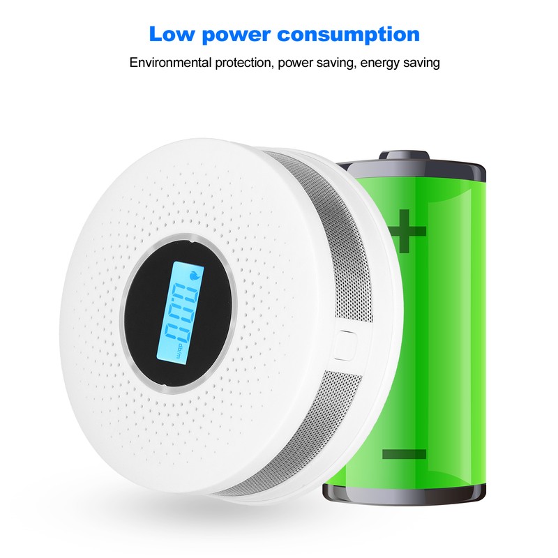 CO Smoke Combination Detector Photoelectric Sensor Sound Light Alarm LCD