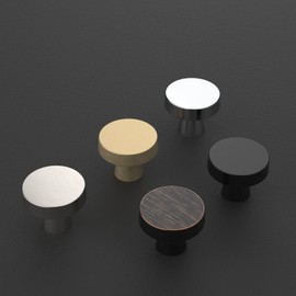 9BUILD 1-1/4 Inch 20 Pack Brushed Brass Round Cabinet Knobs - Gold Zinc Cabinet Hardware Drawer & Dresser Knobs