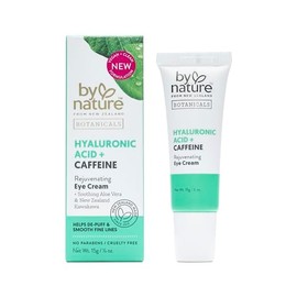 By Nature Botanicals Hyaluronic Acid & Caffeine Under Eye Cream - Firming & Refreshing Eye Cream for Dark Circles - Skincare from New Zealand - .5oz
