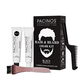 Kit de color para el pelo y la barba – Elimina los grises en 5 minutos. - Fórmula de pincel fácil de aplicar - Fórmula para colorear el cabello para hombres - Crea un aspecto más completo - Mejora la apariencia de tu cabello, bigote y barba - Cepillo incluido (negro)