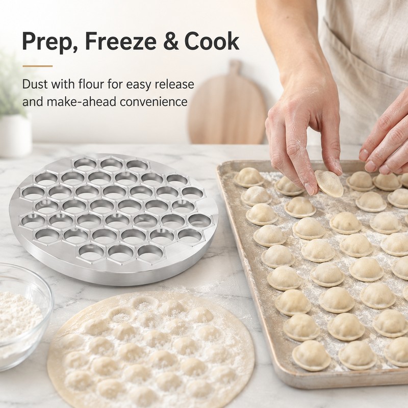 37-Hole Dumpling Maker for Homemade Pasta – Aluminum Ravioli Press