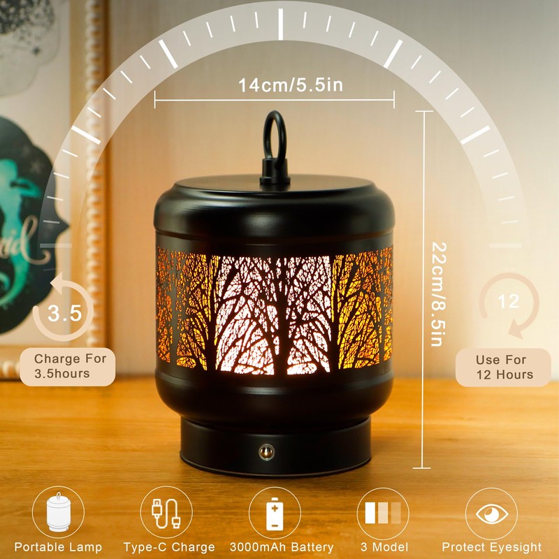 TRIROCKS Cordless Table Lamp 4000mAh Rechargeable Battery Operated Desk lamp