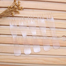 Set of 10 Disposable Plastic Small Dessert Forks for Baby Showers, Birthday, and much more! (Clear)