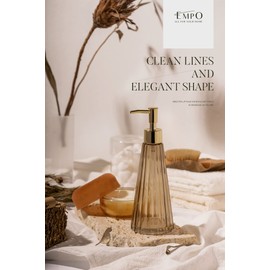 EMPO Vintage Elegant Glass Soap Dispenser, Liquid Soap/Sanitizer/Shampoo Bottle with Pump, Rustic Farmhouse Decor Hand Soap Dispenser Bathroom Accessories (Brown)