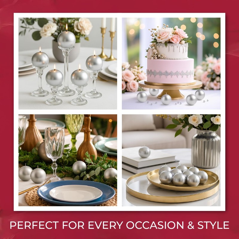 Biedermann & Sons Silver Ball Candles – Decorative Metallic Novelty