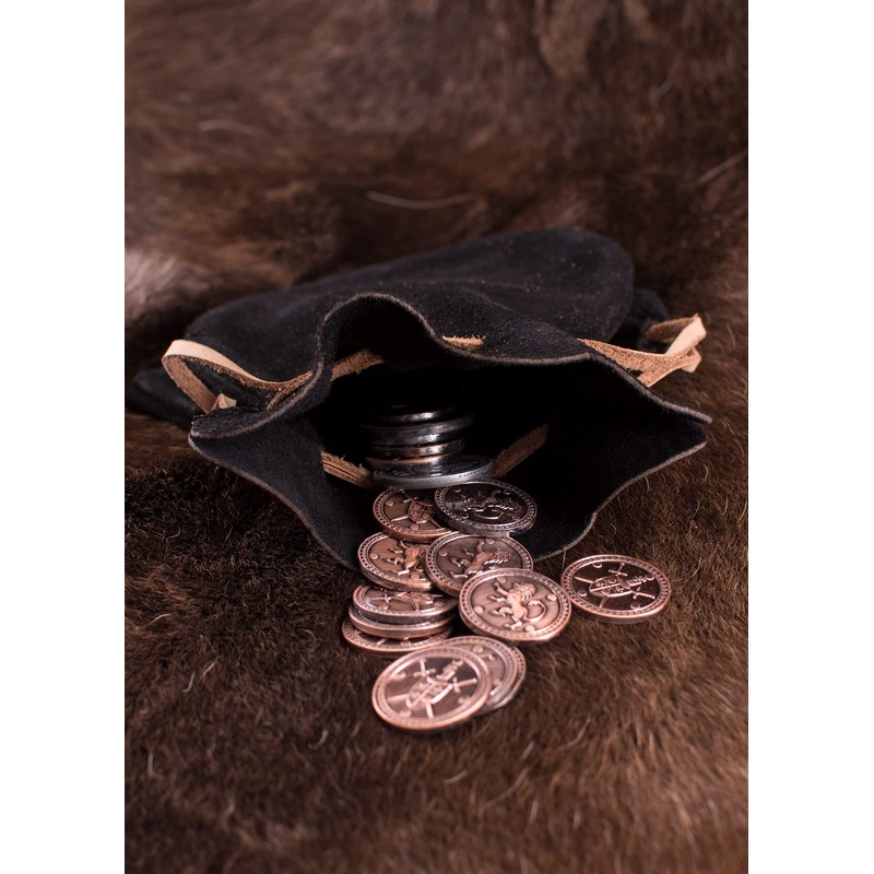 Battle-Merchant Leather Bag Money Cat Purse Made of Suede Viking