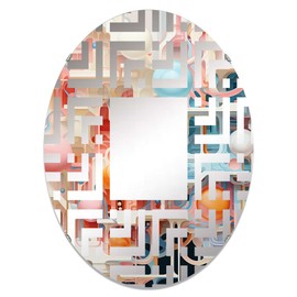 DesignQ Laboratories: The Scientist's Realm II - Laboratories Maze Architecture - 20x30 Inches - Oval Decorative Wall Mirror for Bathroom, Bedroom, Entryway, Living Room, Vanity Room and Modern Décor