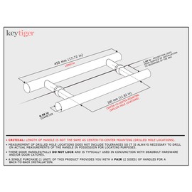 18 Inch Total Length Modern Stainless Steel Front Door Handles Matte Black Paint Finish, Sliding Barn Door Handle Internal External Door Pull Push Handle for Single or Double Doors, Round Shaped Bar