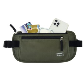 RFID Blocking Money Belt for Men Women, Slim Fanny Pack for Travel，Running,Conceal Waist Wallet for Passport Holder,Phone,Cash(Dark Olive Green)