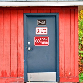 Signs ByLITA Classic Framed Look, But Do Not Touch Sign (Brushed Silver) - Medium 2 Pack