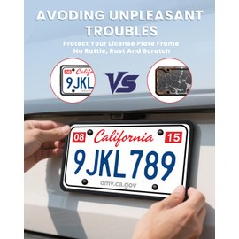 2 Pack Silicone License Plate Frames Black, Car Plate Frame Holder, Universal US Front & Rear Truck Frame Protector Mounting Kit Accessories, Rust Proof, Rattle Proof, Weather Proof (Black)