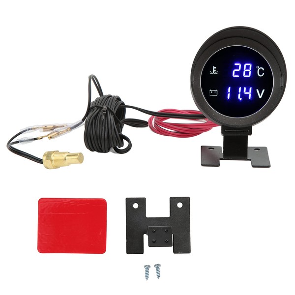 Digital Water Temperature Gauge, DC 9V‑36V Round LED Voltmeter Water