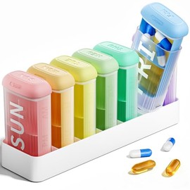 Betife Weekly Pill Organizer - AM/PM Travel Vitamin Container