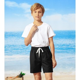 Belovecol Boys Swim Trunks Size 10-12 Black Anti-Chafe Swim Shorts Lightweight Quick Dry Swim Trunks Holiday Swimwear Boardshorts