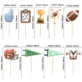 Gyufise 36Pcs Football Cupcake Toppers - Football Birthday Party Decorations, First Down Cupcake Topper, Baby Shower Decorations, Super Bowl Party Supplies