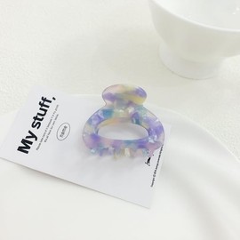 Set of 2 Mini Trumpet Acetate Hair Claws – Blue Marble & Black/White Dots Designs, Cute Clips for Women, Strong Hold for All Hair Types