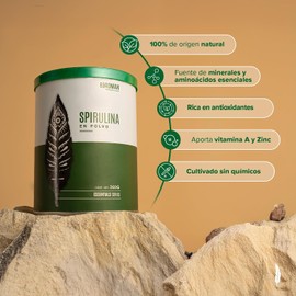 Birdman Spirulina Espirulina en Polvo Vitamina A, K, Zinc, Ficocianina, Clorofila Suplemento de Espirulina 360g