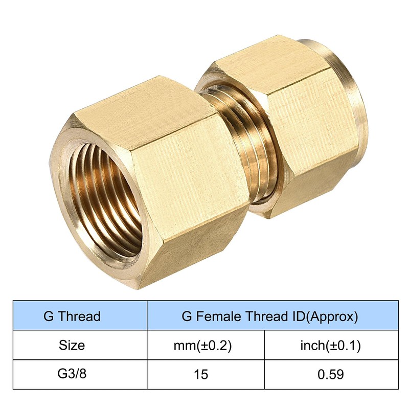 sourcing map Compression Tube Fitting G3/8 Female Thread x 10mm