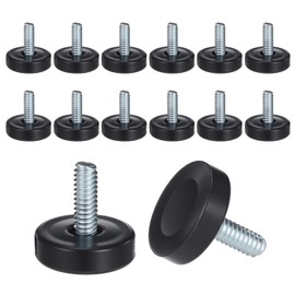 Sorcristy 12 PCS Thread Furniture Feet Levelers, 1/4-20 Adjustable Threaded Screw in Leveling Table Leveling Feet for Indoor, Patio, Outdoor Furniture (Black, Silver)