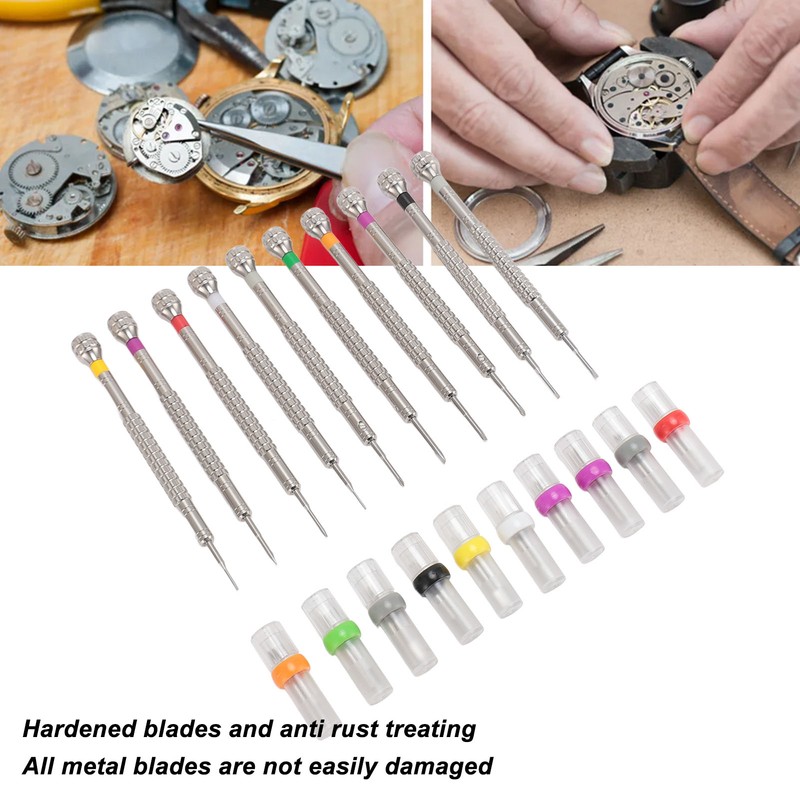 10pcs Screwdriver Kit for Watches Flat Blade Slotted Screwdriver with