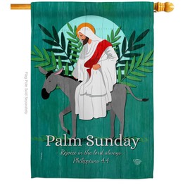 Ornament Collection Rejoice Palm Sunday House Flag Religious Faith Hope Grace Peace Dove Christian Religion Easter Small Decorative Gift Yard Banner Double-Sided Made in USA 28 X 40
