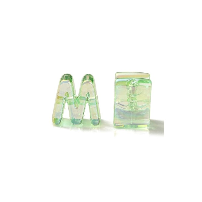 DanLingJewelry 90Pcs Random Light Green Acrylic Large Letter Beads UV