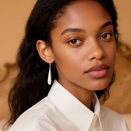 Sterling Silver Long Teardrop Dangle Earrings for Women Hypoallergenic Drop Leverback Earrings Trendy Silver Long Teardrop Dangle Earings for Women Jewelry Gifts