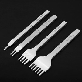 WUTA Leather Hole Punch Tool, Silver Leather Chisel Hole Punch Tool, Diamond Carbon Steel Punch Tool, Leather Tool Set for DIY Leather Craft (3 mm 1 + 2 + 4 + 6)