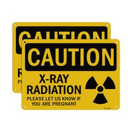 T&R X-Ray Radiation Sign Please Let Us Know If You Are Pregnant - 2 Pack - 10 x 7 Inches Rust Free .040 Aluminum Reflective - UV Protected, Waterproof, Weatherproof and Fade Resistant - 4 Pre-drilled Holes