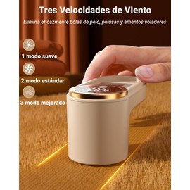 VOURTM Quitapelusas Eléctrico para Ropa Recargable con Pantalla LED, 3 Velocidades Ajustables y 6 Cuchillas Ultra Afiladas, Incluye Cepillo y 3 Repuestos, para Suéteres,Sofás,Mantas,Lana (Color Crema)