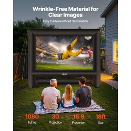 VEVOR 18FT Inflatable Movie Screen, Inflatable Projector Screen with Portable Storage Bag, 16:9 Easy Set Up Movie Projection for Outdoor Backyard, Home Theater, Theme Party