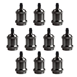 DiCUNO E26 Vintage Lamp Socket, Edison Pendant Light Socket Replacement, Antique Retro Hanging Lamp Holder for Industrial, Decorative, DIY Lighting, 600℃ Heat Resistant, 10 Packs (Color: Pearl Black)