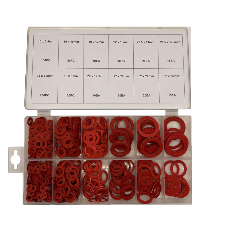 UKDD 600pc Fibre Washer Set - Assorted Fibre Seals Various