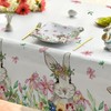 Horaldaily Easter Tablecloth 60×84 Inch Rectangular, Spring Flower Bunny Washable