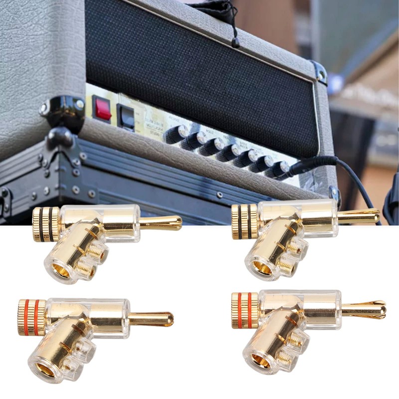 4pcs Banana Plug BA1403 Angled Locking Stacking Banana Plug 24K