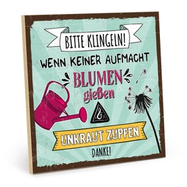 TypeStoff HS-01137 Wooden Sign with Saying - Please Bell - Vintage Look with Quote as a Gift and Decoration on the Theme of Garden