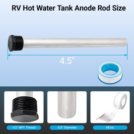 GnDaYoug (2-Pack) 4.5" x 1/2" NPT RV Water Heater Magnesium Anode Rod –for Atwood & Dometic RV Water Heaters Tank 11553,for RV, Camper and Trailer Water Heaters, Includes PTFE Tape