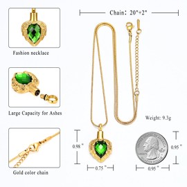memorial jewelry Gold Angel Wings Glass Heart Urn Pet/Human Cremation Pendant Necklace Jewelry for Ashes
