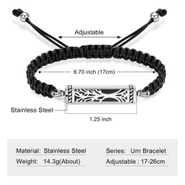 Imrsanl Tree of Life Urn Bracelet for Ashes for Women Men Cremation Jewelry Urn Bracelet Bangle for Ashes of Loved Ones (Silver)
