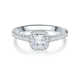 Tresor 1934 Women's Solitaire Ring Sterling Silver Cubic Zirconia White, Silver, Cubic Zirconia