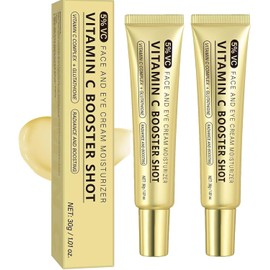 Vitamin C Booster Shot Serum,Crema Essence Antiarrugas Iluminadora, Tónico Hidratante Aclara, Unifica Tono & Mejora Suavidad Facial (2 pc)