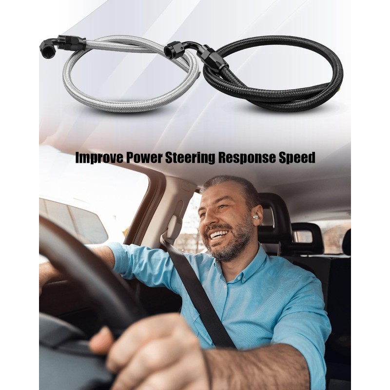 QAGGUM 25 Inch 6AN Power Steering Hose Kit Compatible with
